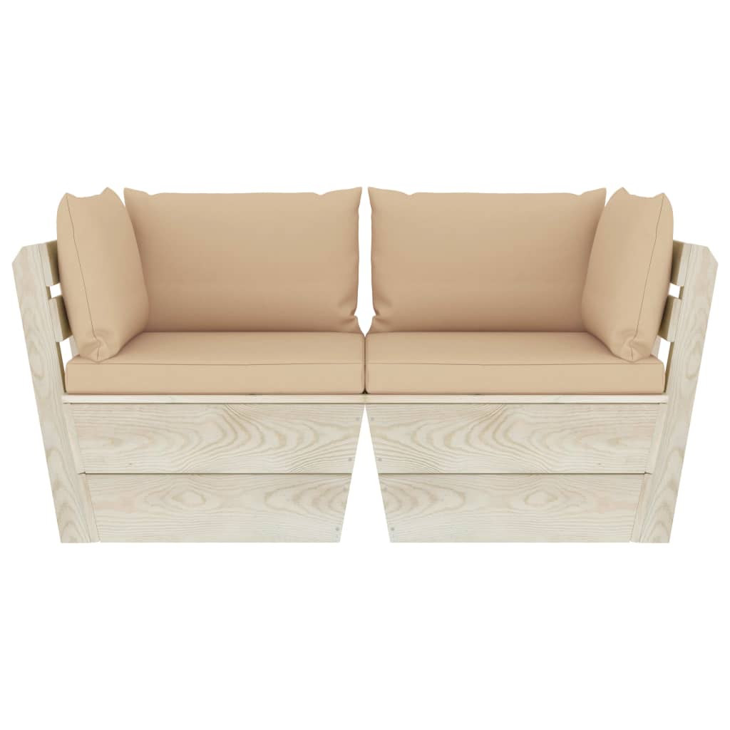 vidaXL Καναπές Κήπου Παλέτας Διθέσιος Ξύλο Ερυθρελάτης με Μαξιλάρια