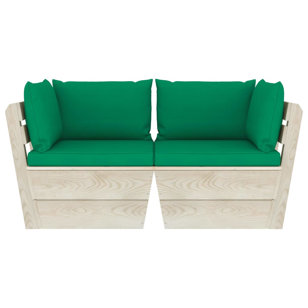 vidaXL Καναπές Κήπου Παλέτας Διθέσιος Ξύλο Ερυθρελάτης με Μαξιλάρια