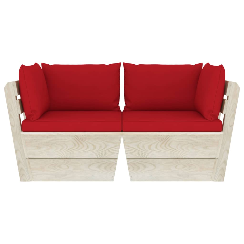 vidaXL Καναπές Κήπου Παλέτας Διθέσιος Ξύλο Ερυθρελάτης με Μαξιλάρια