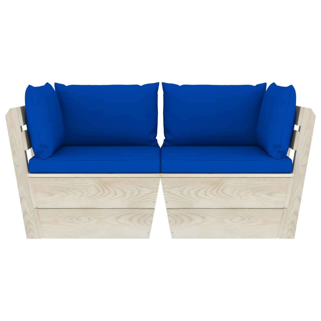 vidaXL Καναπές Κήπου Παλέτας Διθέσιος Ξύλο Ερυθρελάτης με Μαξιλάρια