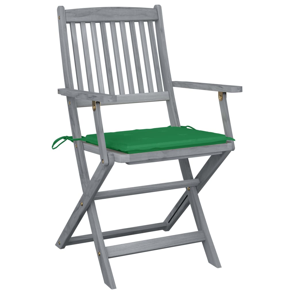 vidaXL Καρέκλες Εξωτ. Χώρου Πτυσ. 4 τεμ Μασίφ Ξύλο Ακακίας & Μαξιλάρια