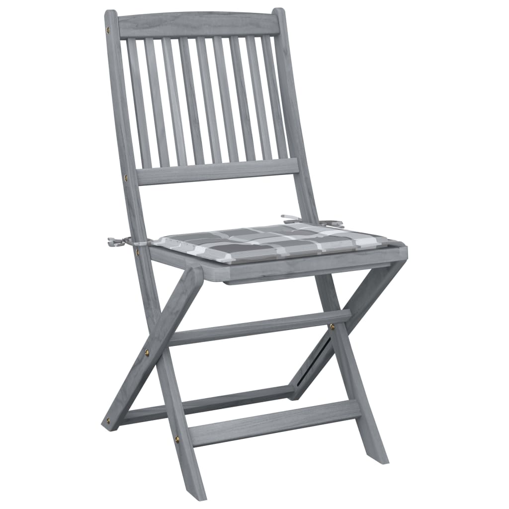 vidaXL Καρέκλες Εξωτ. Χώρου Πτυσσόμενες 2 τεμ Ξύλο Ακακίας & Μαξιλάρια