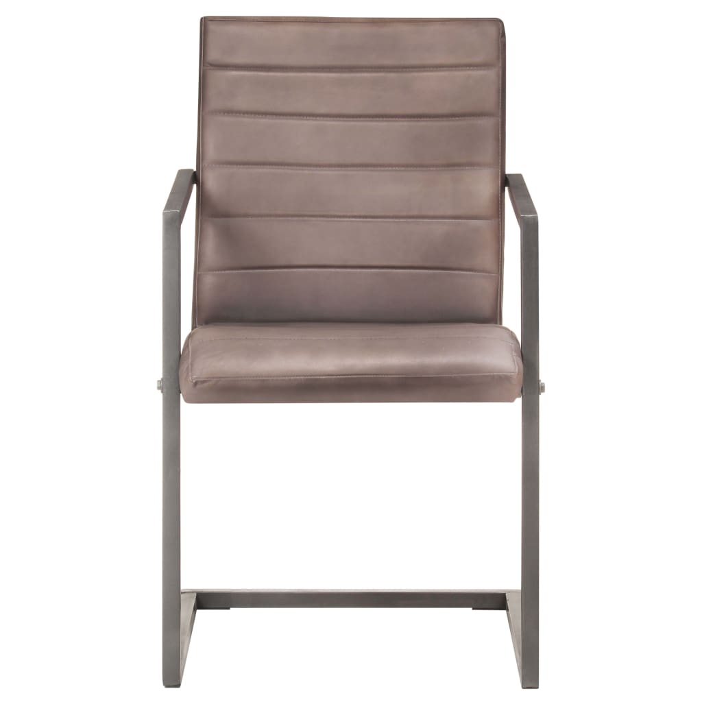 vidaXL Καρέκλες Τραπεζαρίας «Πρόβολος» 6 τεμ. Καφέ από Γνήσιο Δέρμα