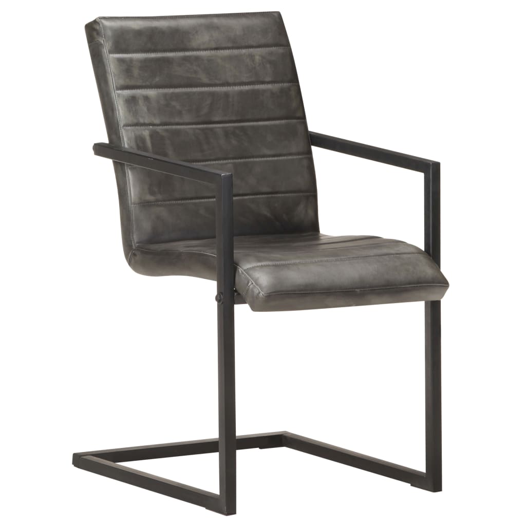 vidaXL Καρέκλες Τραπεζαρίας 6 τεμ. Γκρι από Γνήσιο Δέρμα