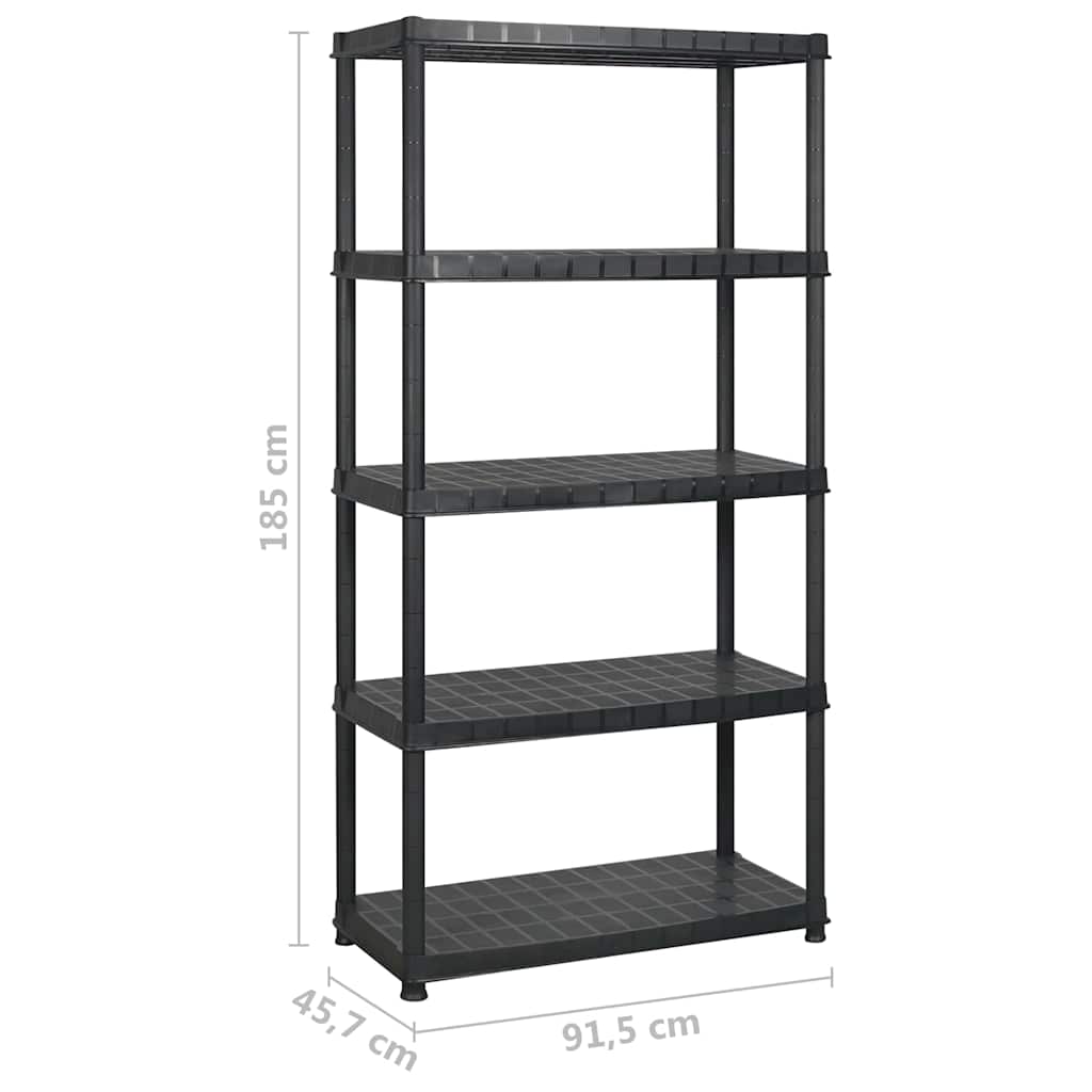 vidaXL Ραφιέρα Αποθήκευσης 5 Επιπέδων Μαύρη 183x45,7x185 εκ. Πλαστική
