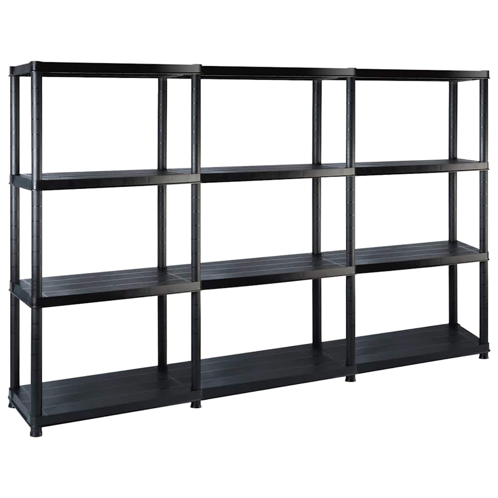 vidaXL Ραφιέρα Αποθήκευσης 4 Επιπέδων Μαύρη 183x30,5x130 εκ. Πλαστική