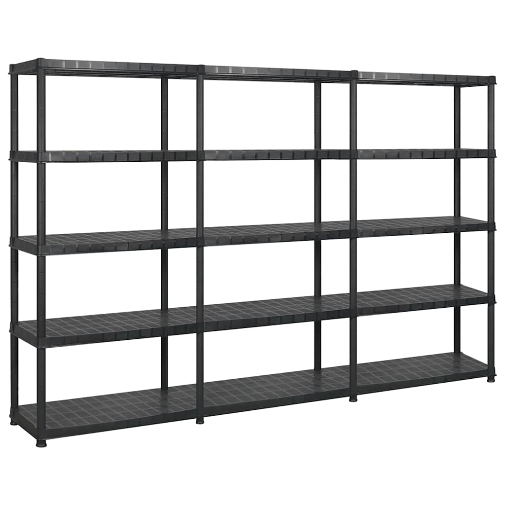 vidaXL Ραφιέρα Αποθήκευσης 5 Επιπέδων Μαύρη 274,5x45,7x185 εκ Πλαστική