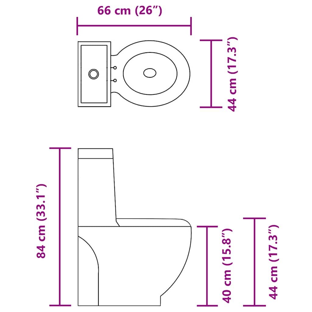 vidaXL Λεκάνη Τουαλέτας Στρογγυλή Κάτω Ροή Νερού Λευκή Κεραμική