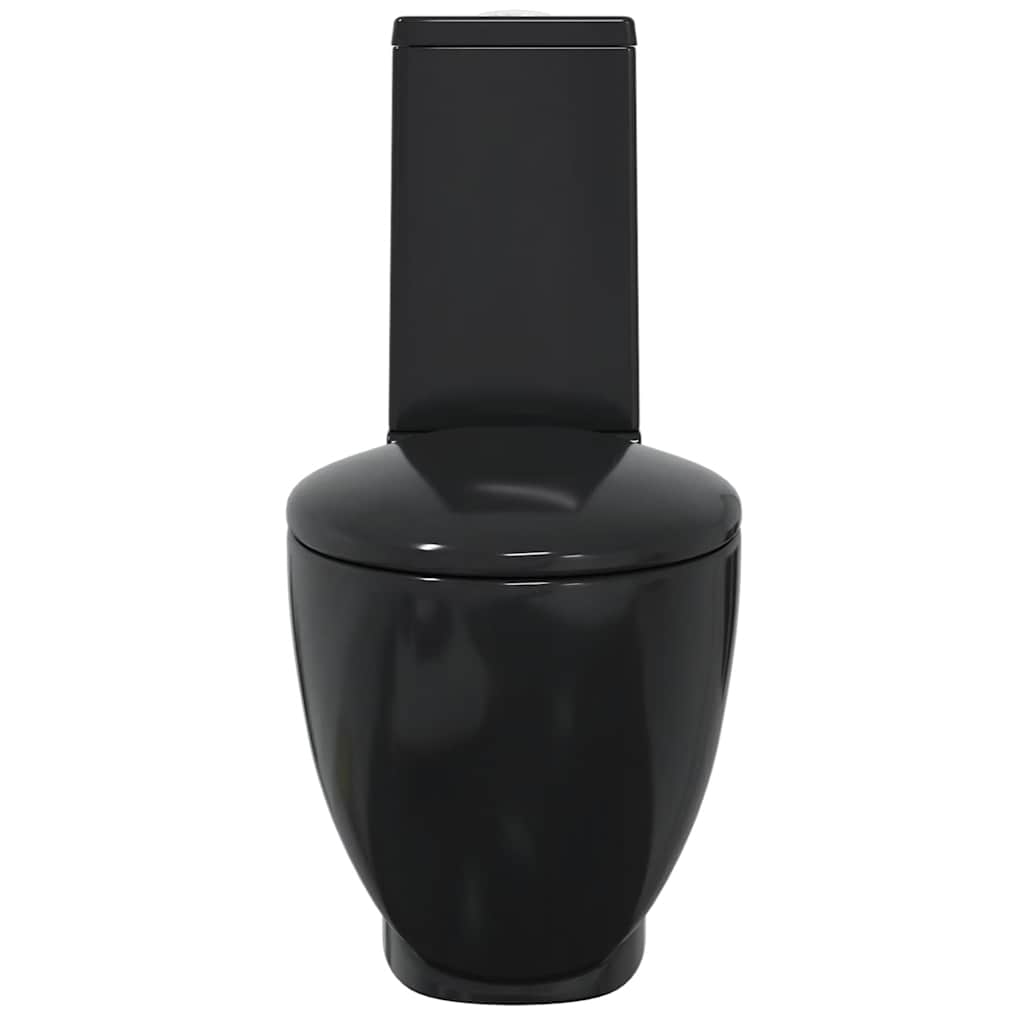 vidaXL Λεκάνη Τουαλέτας Στρογγυλή Κάτω Ροή Νερού Μαύρη Κεραμική