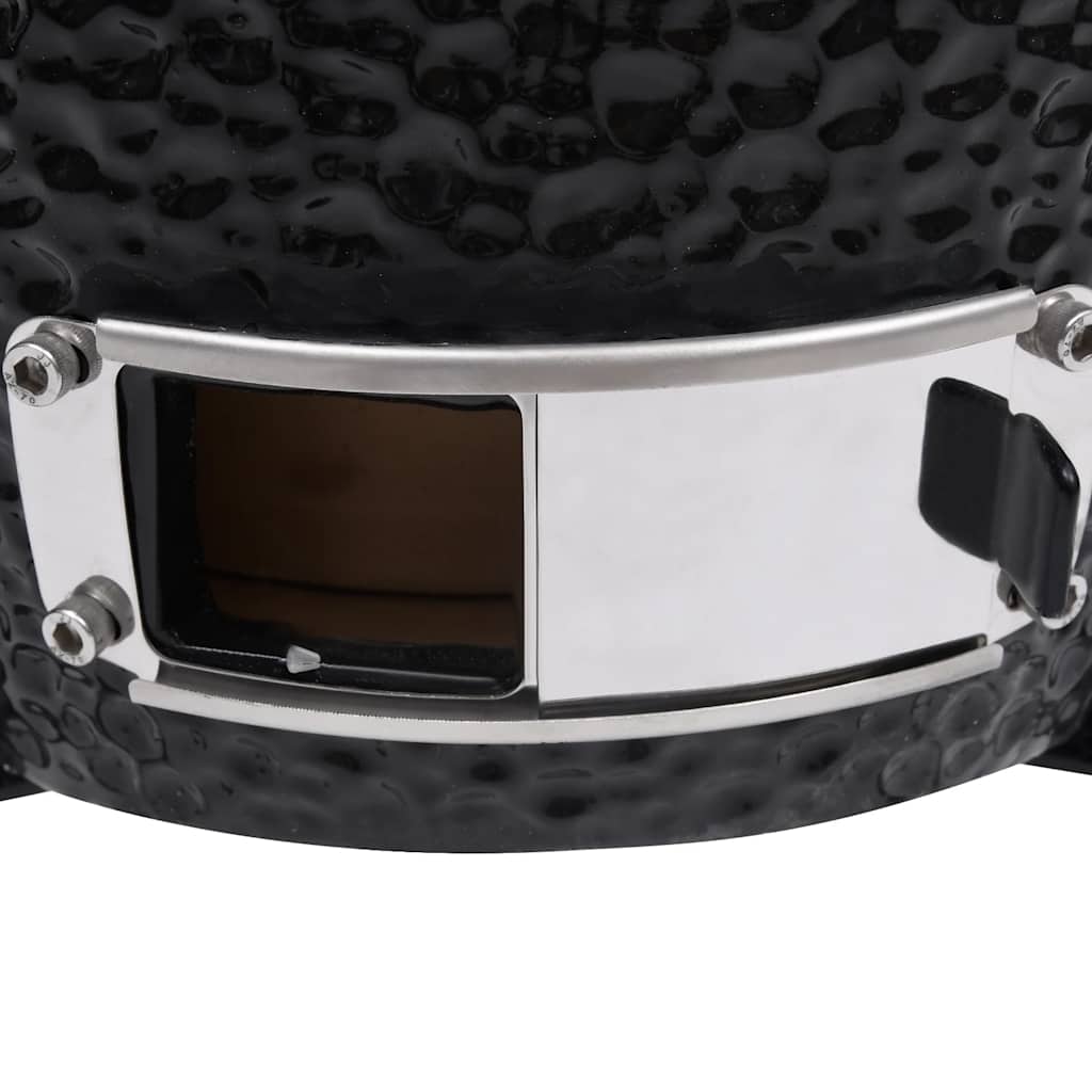 vidaXL Ψησταριά Καπνιστήριο Kamado 2 σε 1 Μαύρη 56 εκ. Κεραμική