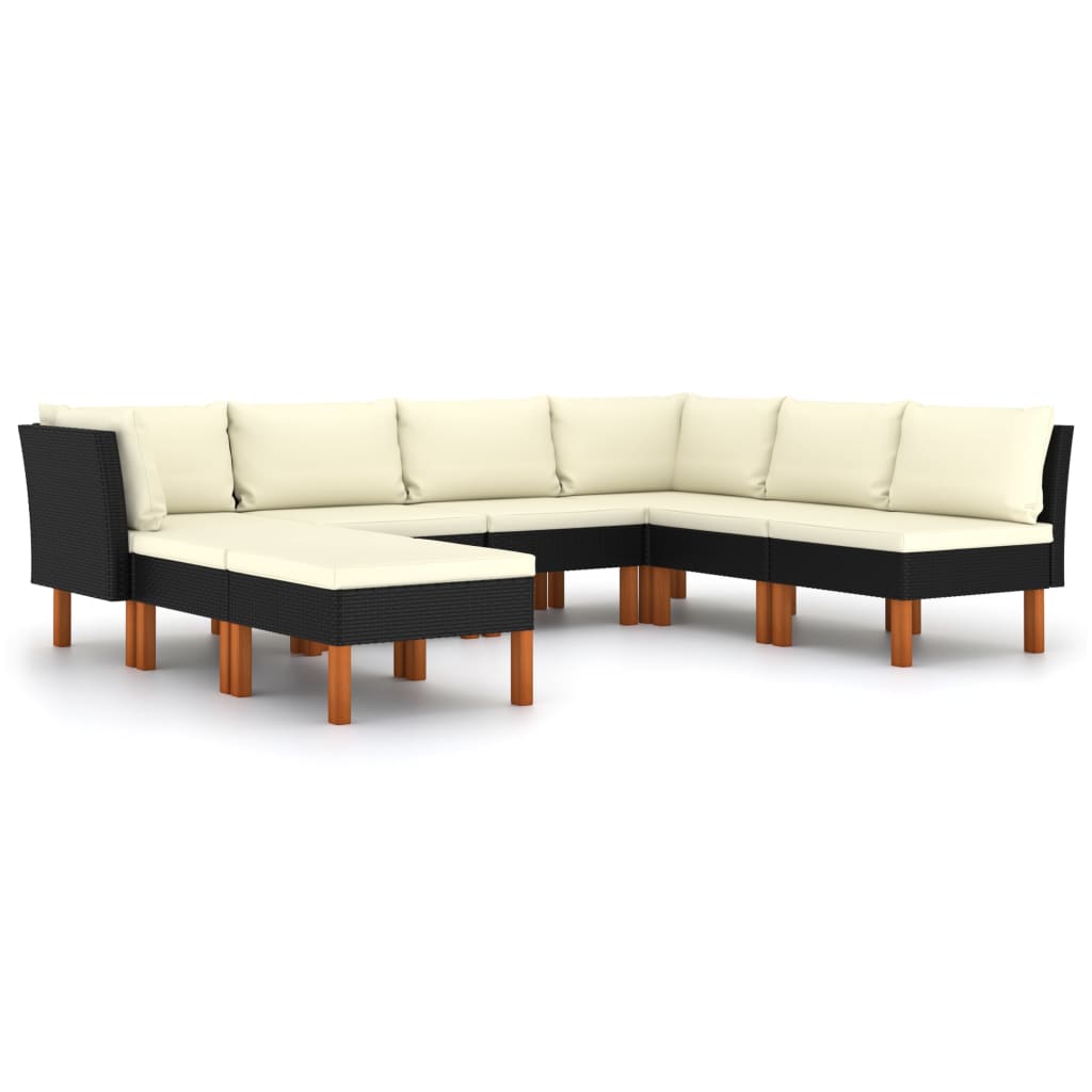 vidaXL Σαλόνι Κήπου 8 Τεμαχίων Μαύρο από Συνθετικό Ρατάν με Μαξιλάρια