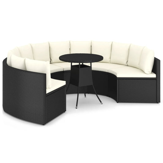 vidaXL Σαλόνι Κήπου 7 Τεμαχίων Μαύρο από Συνθετικό Ρατάν με Μαξιλάρια