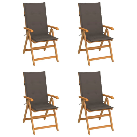 vidaXL Καρέκλες Κήπου 4 τεμ. από Μασίφ Ξύλο Teak με Taupe Μαξιλάρια