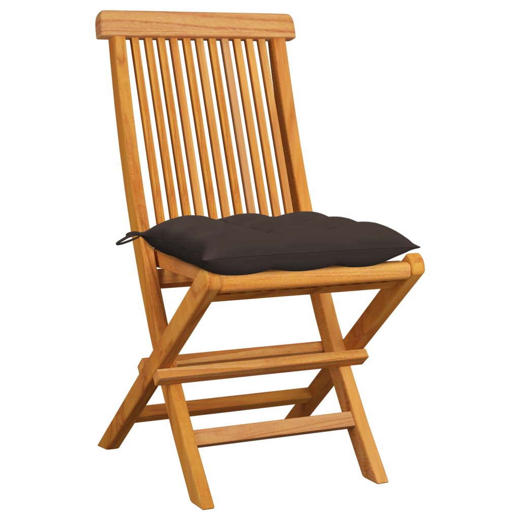 vidaXL Καρέκλες Κήπου 6 τεμ. από Μασίφ Ξύλο Teak με Taupe Μαξιλάρια