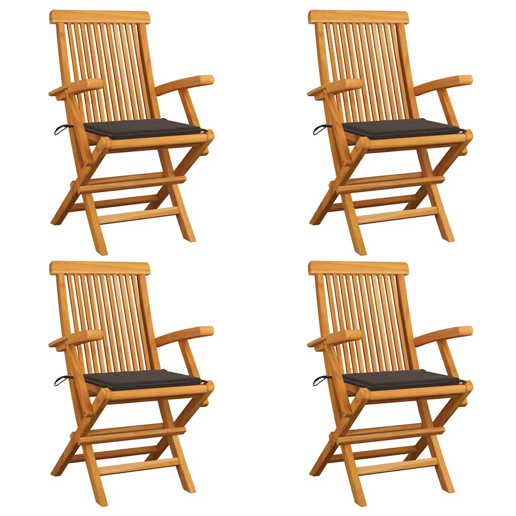 vidaXL Καρέκλες Κήπου 4 τεμ. από Μασίφ Ξύλο Teak με Taupe Μαξιλάρια
