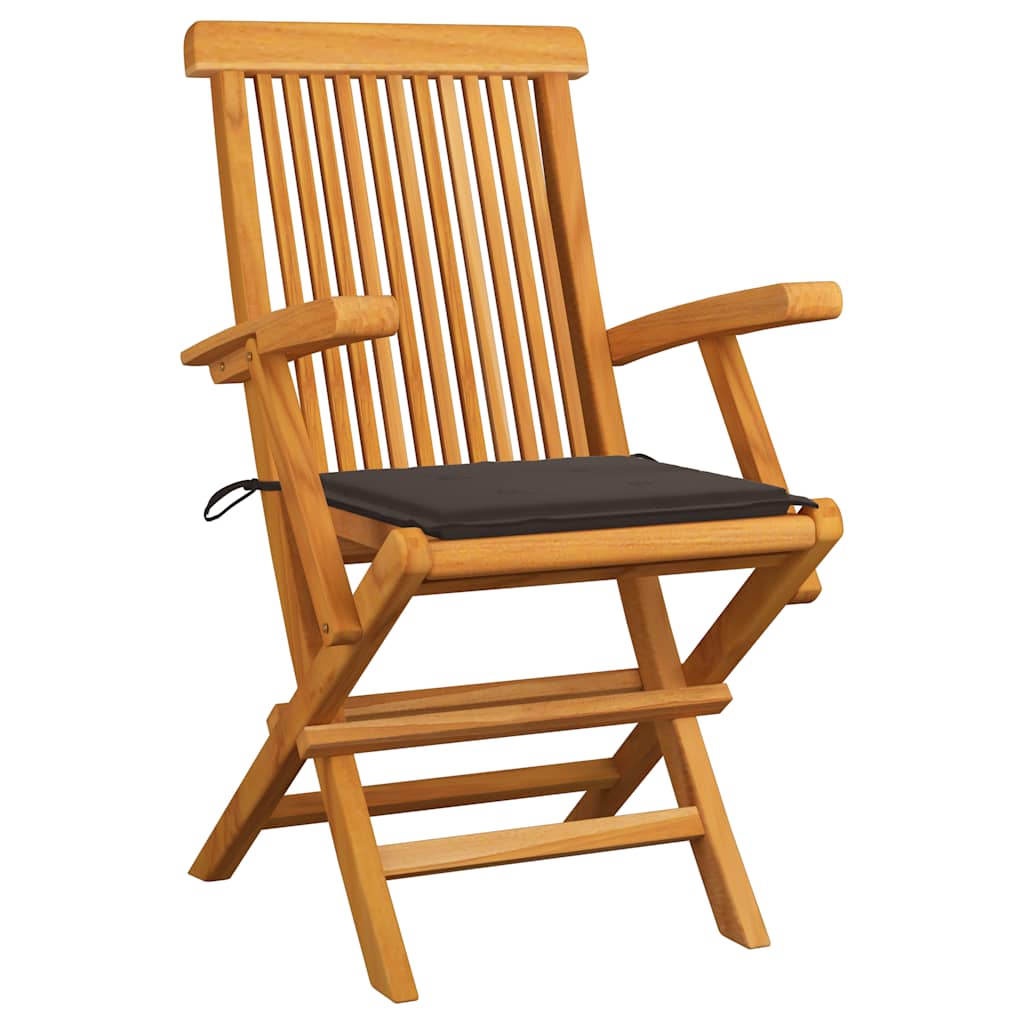 vidaXL Καρέκλες Κήπου 4 τεμ. από Μασίφ Ξύλο Teak με Taupe Μαξιλάρια