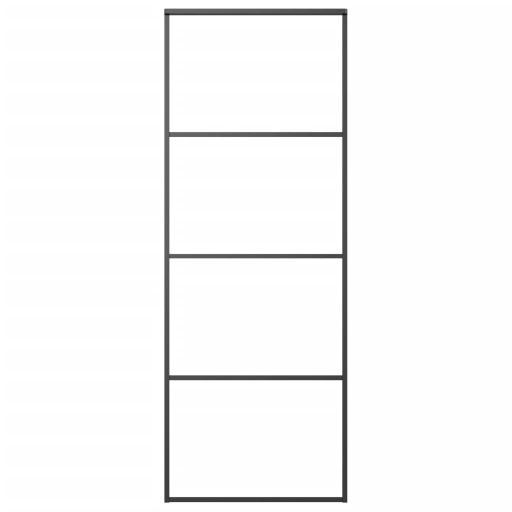 vidaXL Συρόμενη Πόρτα Μαύρη 76 x 205 εκ. Γυαλί ESG/Αλουμίνιο