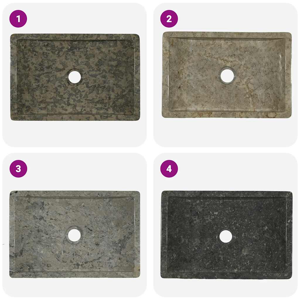 vidaXL Νιπτήρας Γυαλιστερό Γκρι 45 x 30 x 12 εκ. Μαρμάρινος