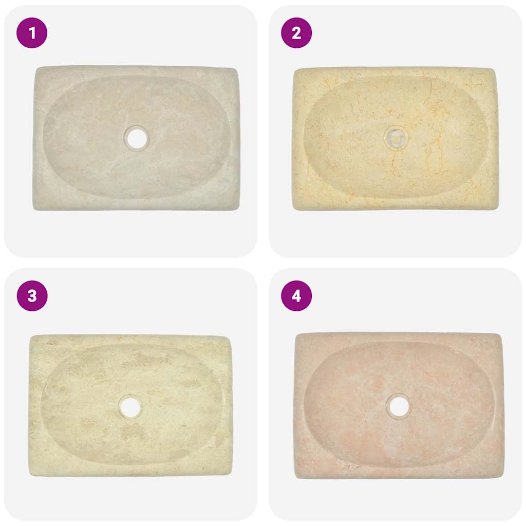 vidaXL Νιπτήρας Κρεμ 50 x 35 x 10 εκ. Μαρμάρινος