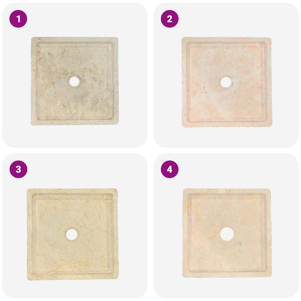 vidaXL Νιπτήρας Κρεμ 40 x 40 x 10 εκ. Μαρμάρινος