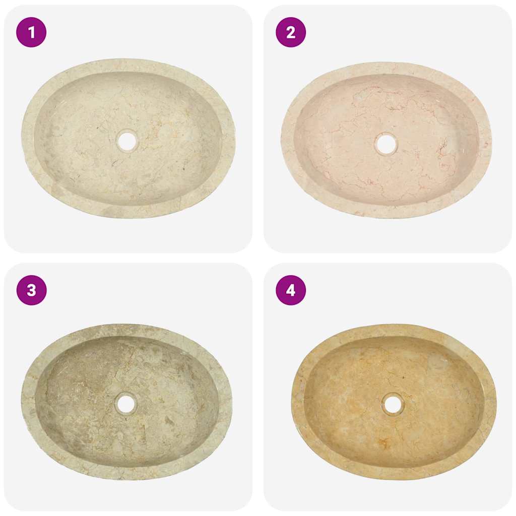 vidaXL Νιπτήρας Κρεμ 53 x 40 x 15 εκ. Μαρμάρινος