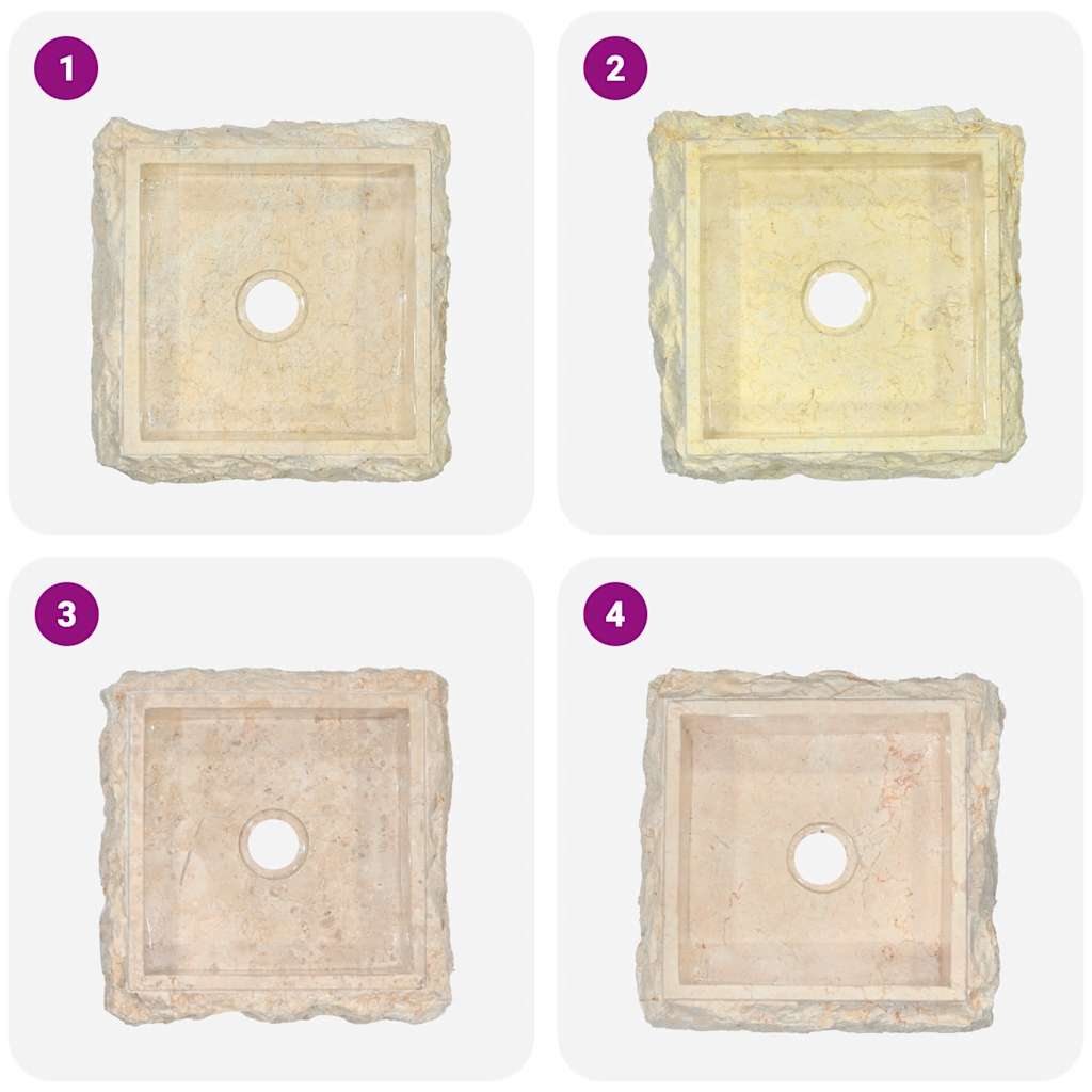 vidaXL Νιπτήρας Κρεμ 30 x 30 x 13 εκ. Μαρμάρινος