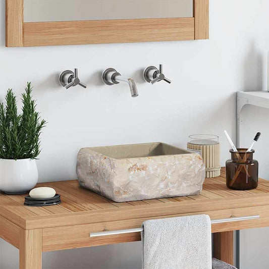 vidaXL Νιπτήρας Κρεμ 30 x 30 x 13 εκ. Μαρμάρινος