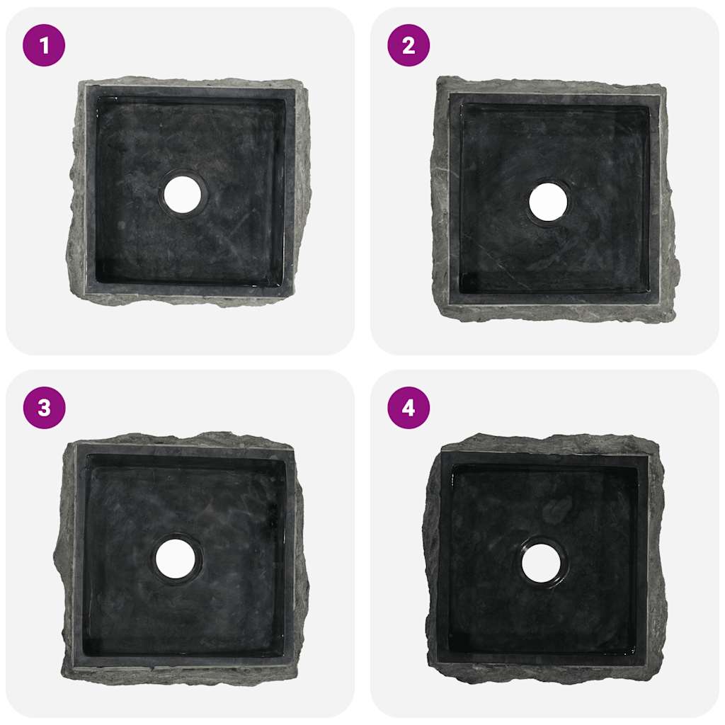 vidaXL Νιπτήρας Μαύρος 30 x 30 x 13 εκ. Μαρμάρινος