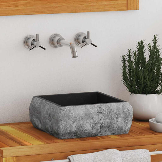 vidaXL Νιπτήρας Μαύρος 30 x 30 x 13 εκ. Μαρμάρινος