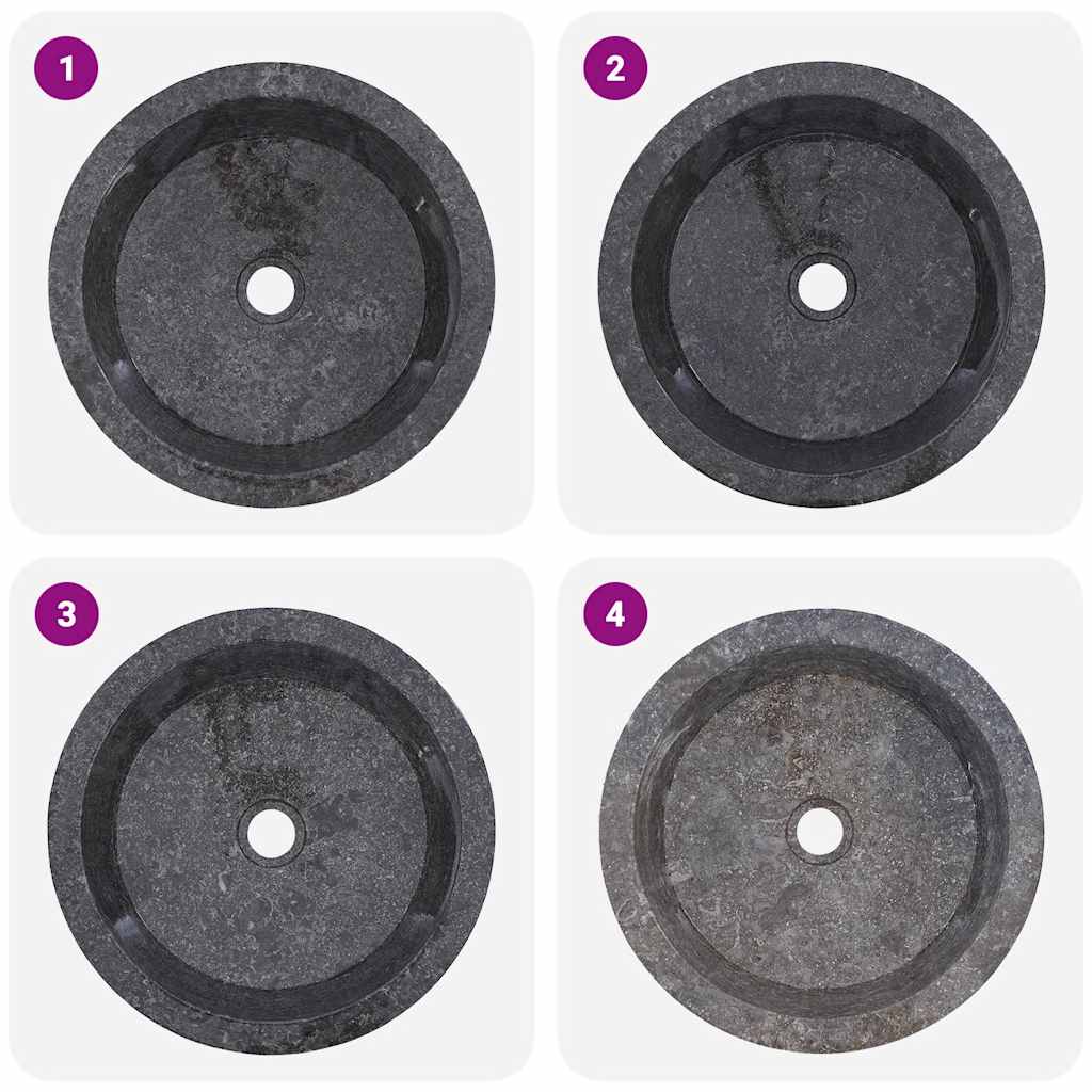 vidaXL Νιπτήρας Γκρι Ø40 x 15 εκ. Μαρμάρινος