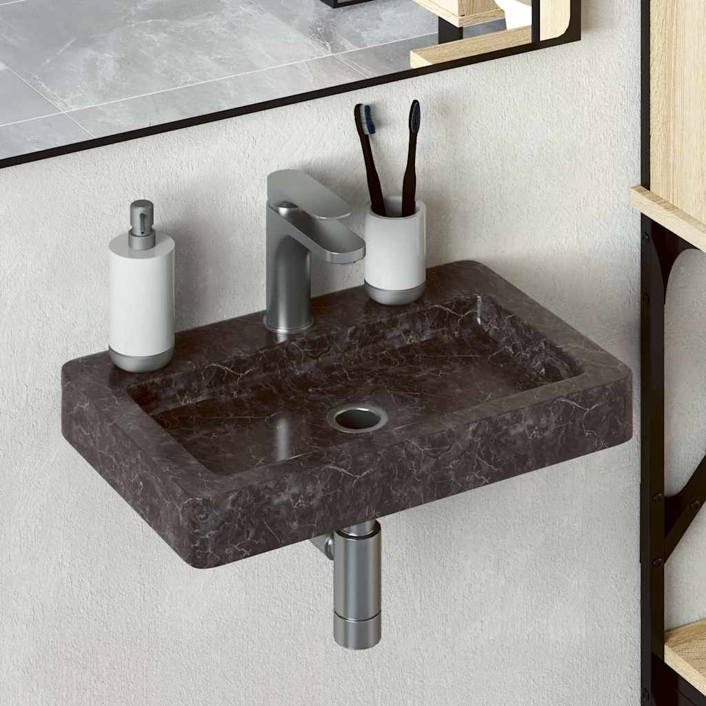 vidaXL Νιπτήρας Επιτοίχιος Μαύρος 38 x 24 x 6,5 εκ. Μαρμάρινος