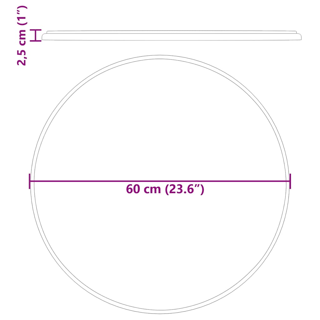 vidaXL Επιφάνεια Τραπεζιού Μαύρη Ø60 x 2,5 εκ. Μαρμάρινη