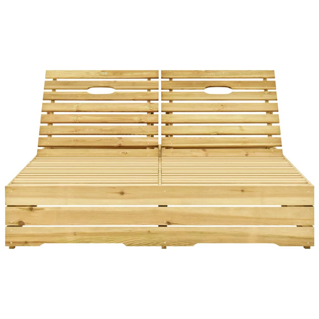 vidaXL Ξαπλώστρα Διπλή από Εμποτισμένο Ξύλο Πεύκου & Μπορντό Μαξιλάρια