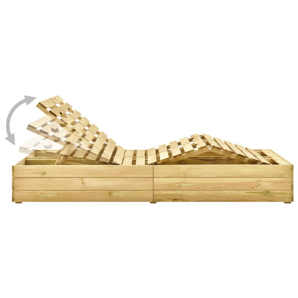 vidaXL Ξαπλώστρα Διπλή από Εμποτισμένο Ξύλο Πεύκου με Γκρι Μαξιλάρια