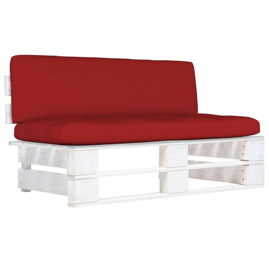 vidaXL Καναπές Κήπου Μεσαίος από Παλέτες Λευκό Ξύλο Πεύκου