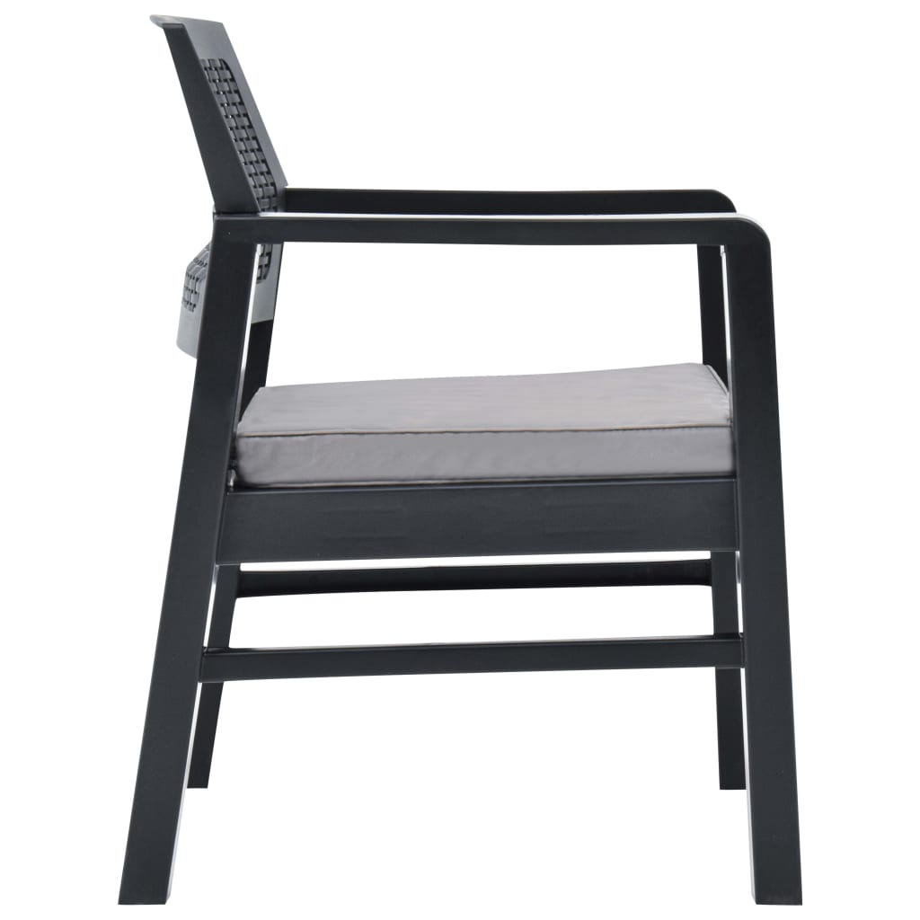 vidaXL Σαλόνι Κήπου 3 Τεμαχίων Γκρι Πλαστικό με Μαξιλάρια