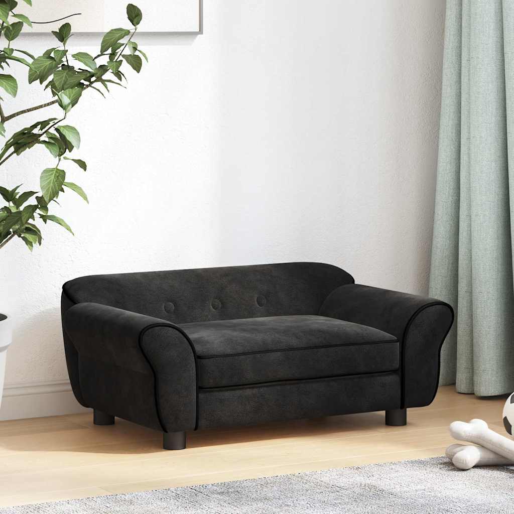 vidaXL Καναπές - Κρεβάτι Σκύλου Μαύρος 72 x 45 x 30 εκ. Βελουτέ
