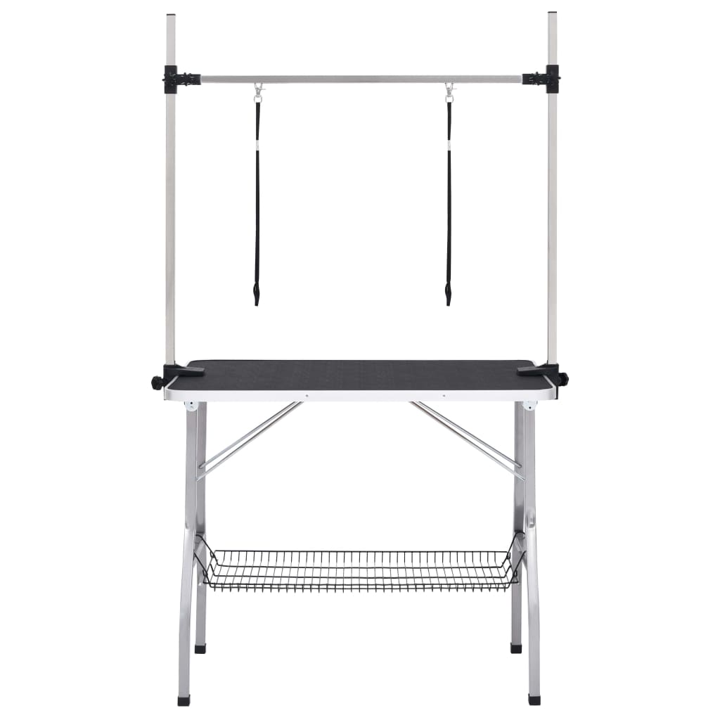 vidaXL Τραπέζι Καλλωπισμού Κατοικίδιων Ρυθμιζόμενο 2 Θηλιές & Καλάθι