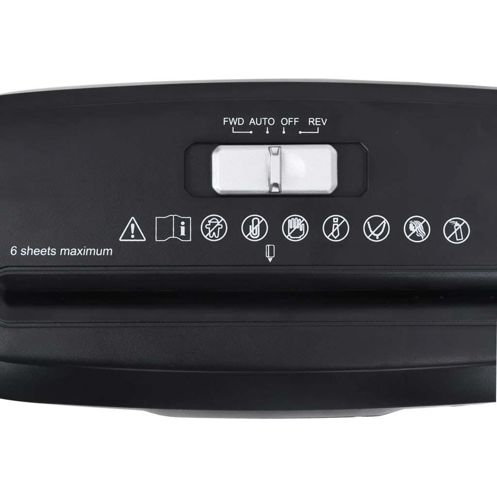 vidaXL Καταστροφέας Εγγράφων 6 Φύλλων με Κοπή σε Λωρίδες Μαύρος