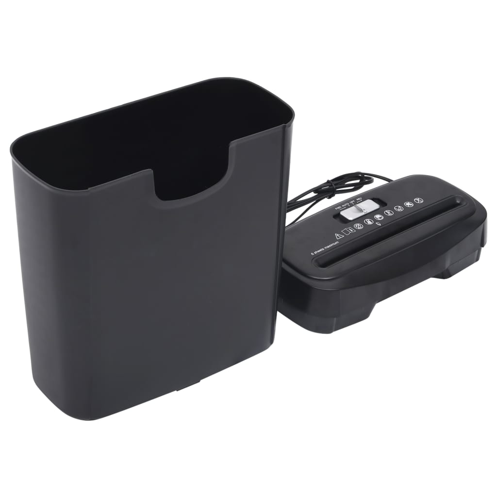 vidaXL Καταστροφέας Εγγράφων 6 Φύλλων με Κοπή σε Λωρίδες Μαύρος