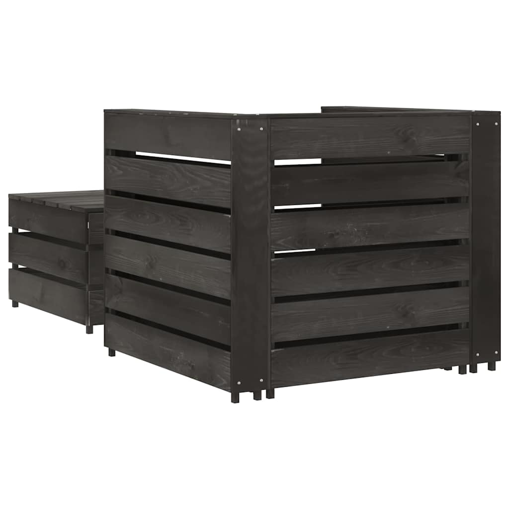 vidaXL Σαλόνι Κήπου από Παλέτες Σετ 2 Τεμαχίων Γκρι Εμποτ. Ξύλο Πεύκου