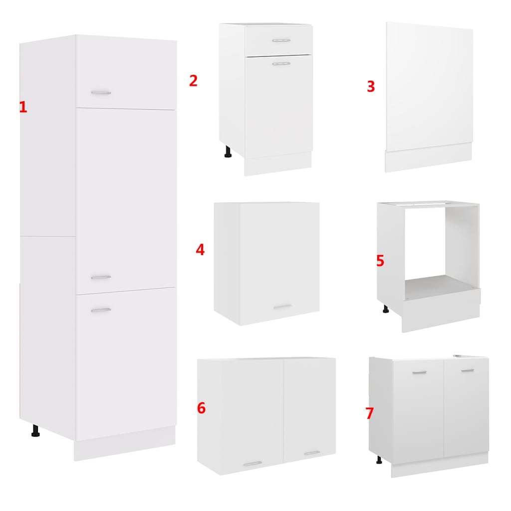 vidaXL Σετ Ντουλαπιών Κουζίνας 7 Τεμαχίων "Lyon" Λευκό από Μηχανικά Ξύλινα Έπιπλα