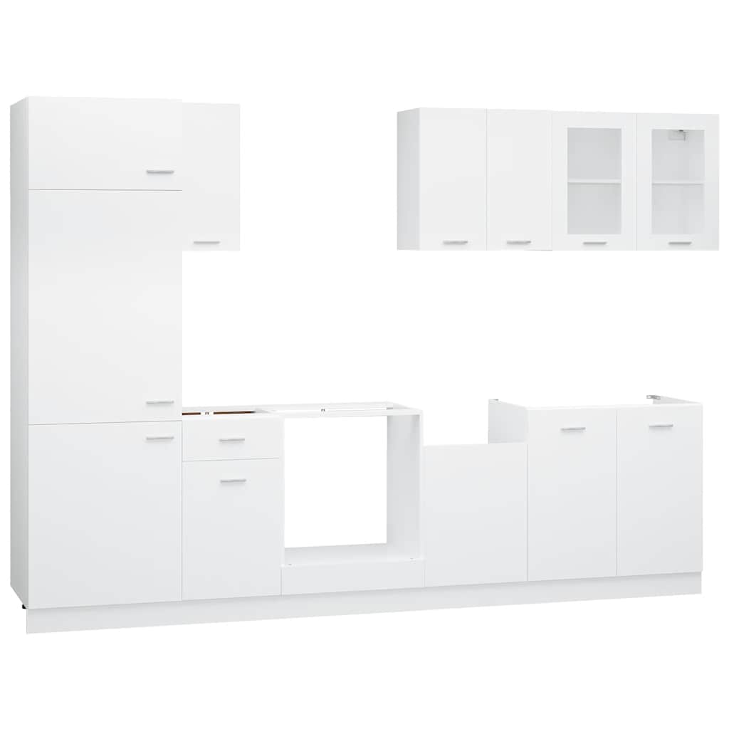 vidaXL Σετ Ντουλαπιών Κουζίνας 8 Τεμαχίων "Lyon" Λευκό από Μηχανικά Ξύλινα Έπιπλα