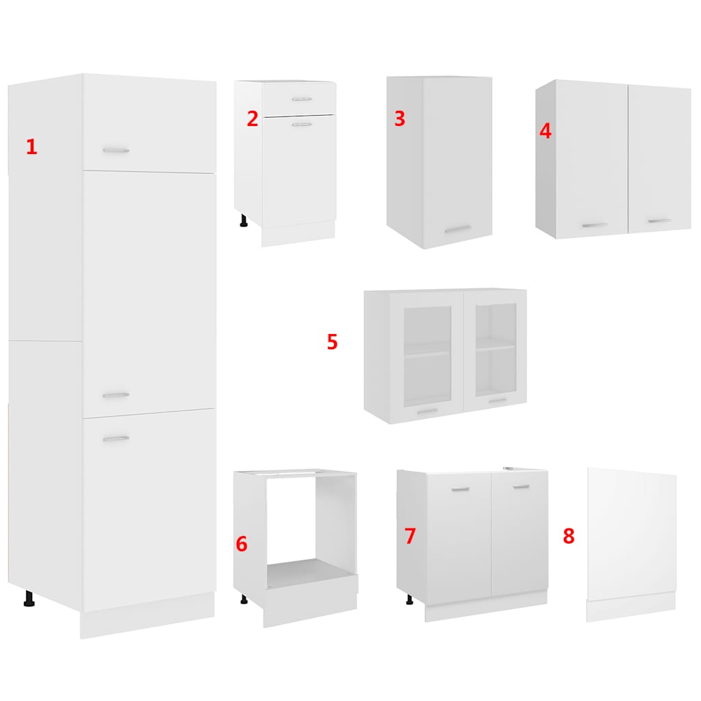 vidaXL Σετ Ντουλαπιών Κουζίνας 8 Τεμαχίων "Lyon" Λευκό από Μηχανικά Ξύλινα Έπιπλα