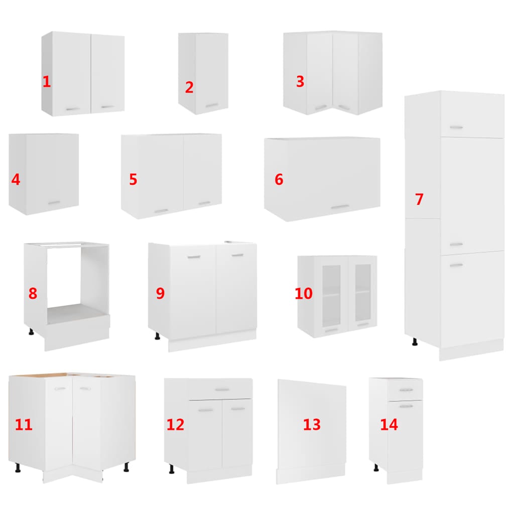 vidaXL Σετ Ντουλαπιών Κουζίνας 14 Τεμαχίων "Lyon" Λευκό από Μηχανικά Ξύλινα Έπιπλα