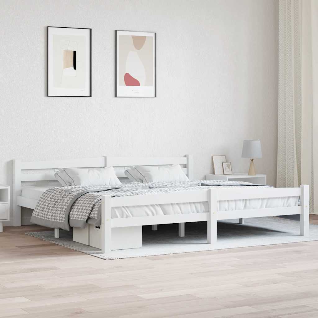 vidaXL Πλαίσιο Κρεβατιο Λευκό 200 x 200 εκ. από Μασίφ Ξύλο Πεύκου