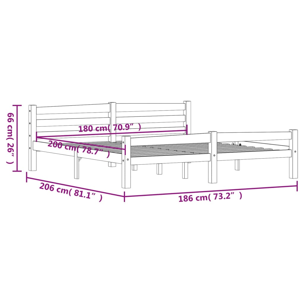 vidaXL Σκελετός Κρεβατιού Καφέ Μελί 180 x 200 εκ από Μασίφ Ξύλο Πεύκου
