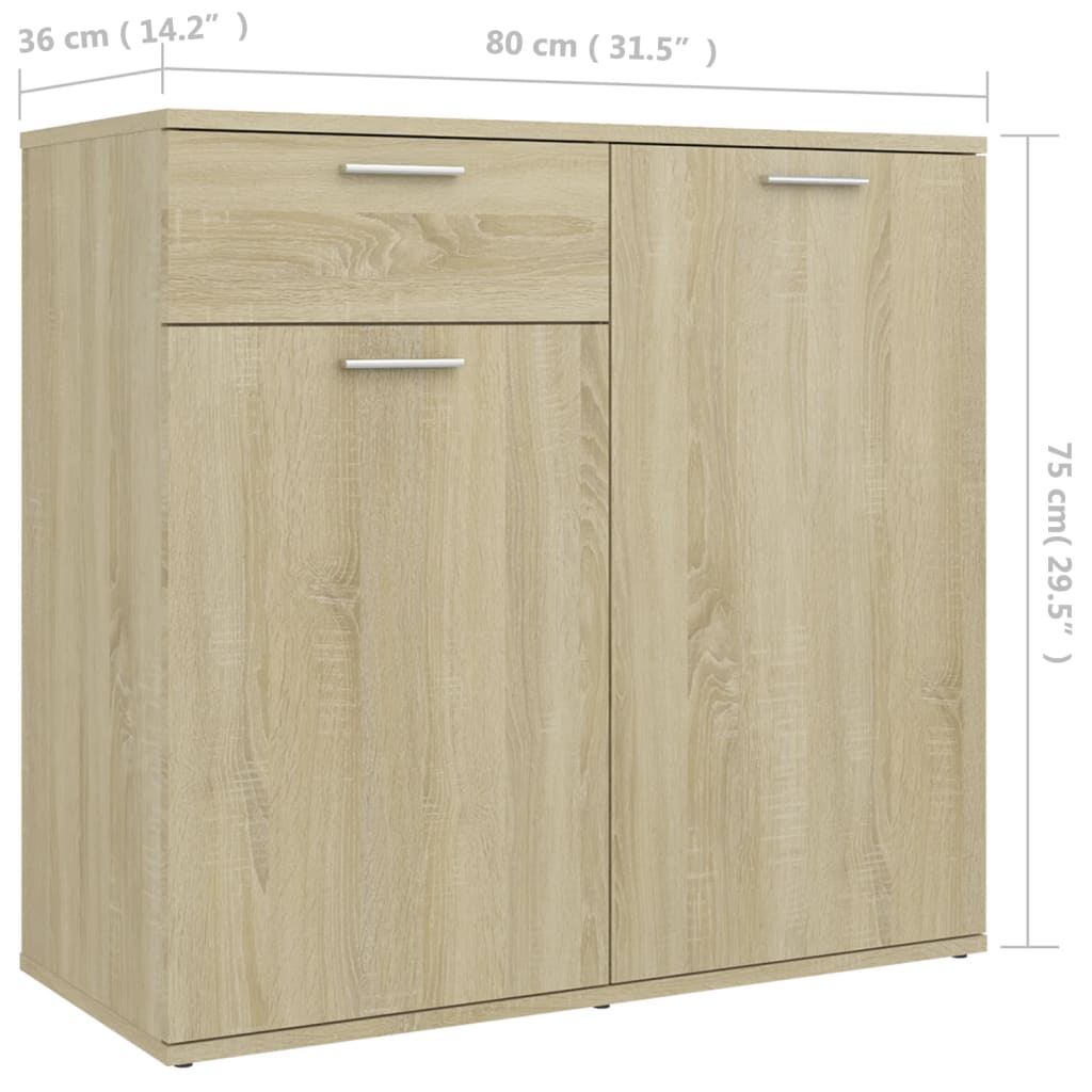 vidaXL Ντουλάπι με Συρτάρι Sonoma Δρυς 80 x 36 x 75 εκ. Επεξ. Ξύλο