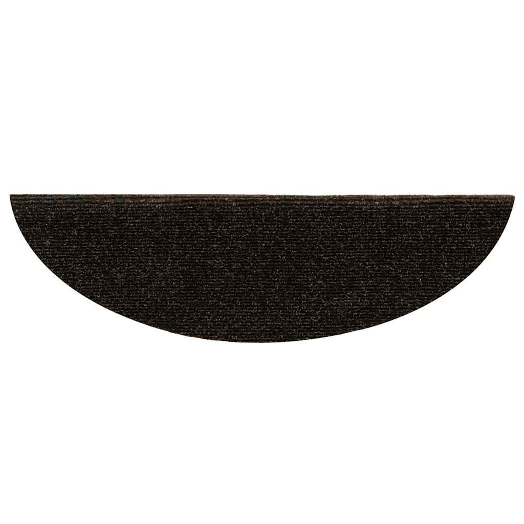 vidaXL Πατάκια Σκαλιών Αυτοκόλλητα 5 τεμ. Σκούρο Καφέ Ημίκυκλα 56x17x3 εκ.