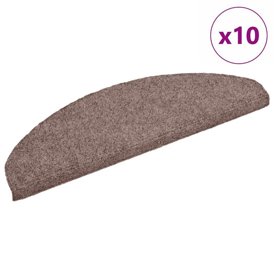 vidaXL Πατάκια Σκαλιών Αυτοκόλλητα 10 τεμ. 65x21x4 εκ. Ανοιχτό Καφέ Ημίστρογγυλά Μεγάλα